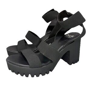Madden NYC‎ Lug Webbed Heeled Sandals, Women’s Size 10 Black Shoes